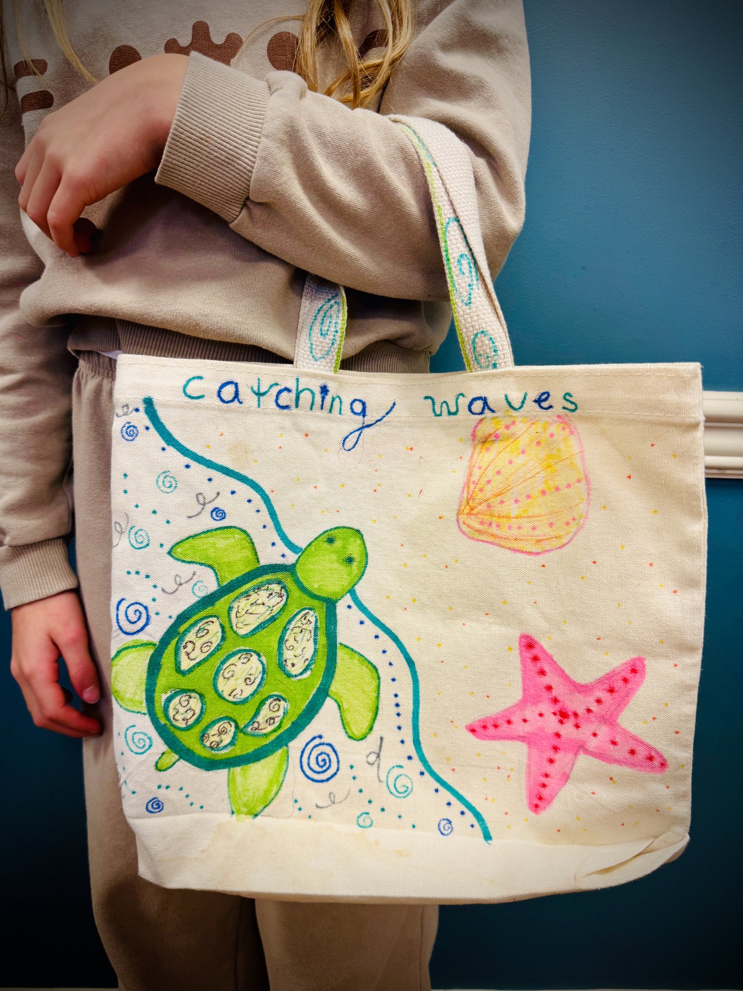 Catching Waves tote bag — student brand project