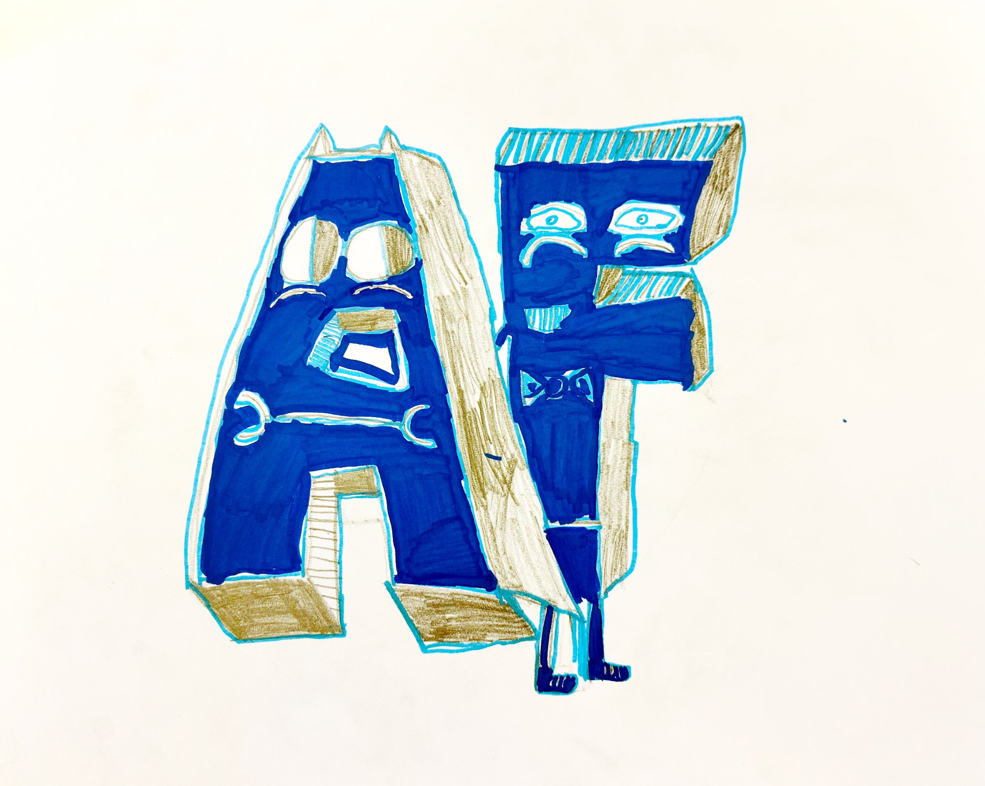 Kid's initials as illustrated letter characters